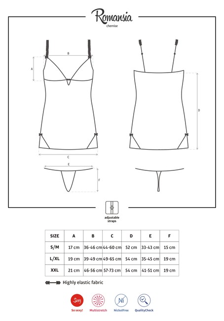 Красная прозрачная сорочка с украшением на груди Romansia Chemise LXL (46-48)
