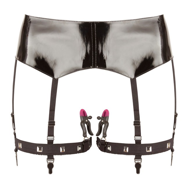 Сбруя на бедра с зажимами для половых губ Suspender Belt with Clamps by Bad Kitty