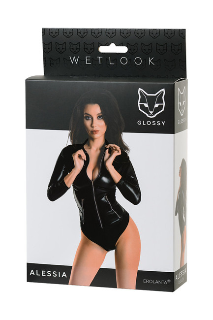 Боди на молнии под винил Glossy Alessia S