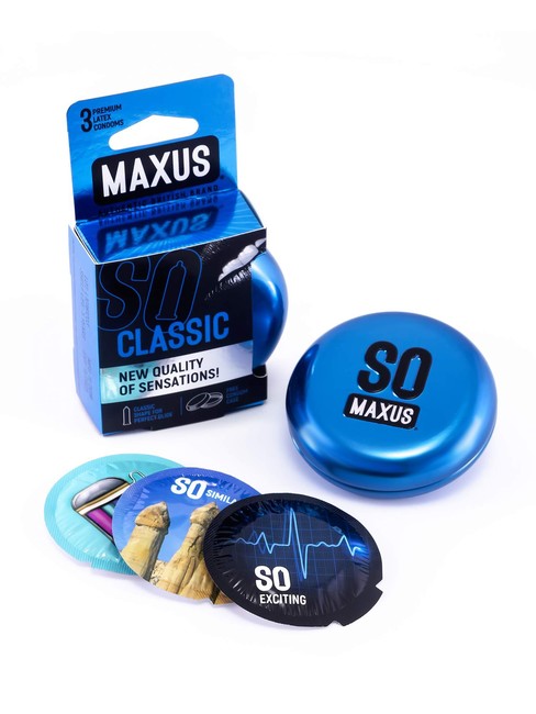 Презервативы MAXUS Classic в железном кейсе, 3 шт