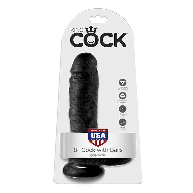 Фаллоимитатор на присоске черный King Cock 8 Cock with Balls