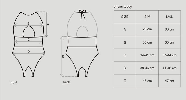 Кружевное черное боди с вырезом в интимном месте Oriens Teddy LXL (46-48)