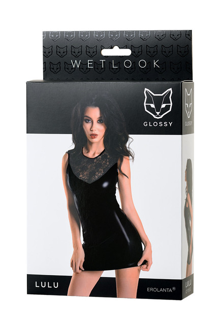 Платье с кружевом на спинке Glossy Lulu из материала Wetlook M