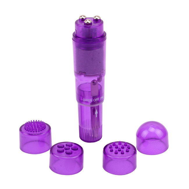 Мини-вибромассажер со сменными насадками The Ultimate Mini Massager, фиолетовый