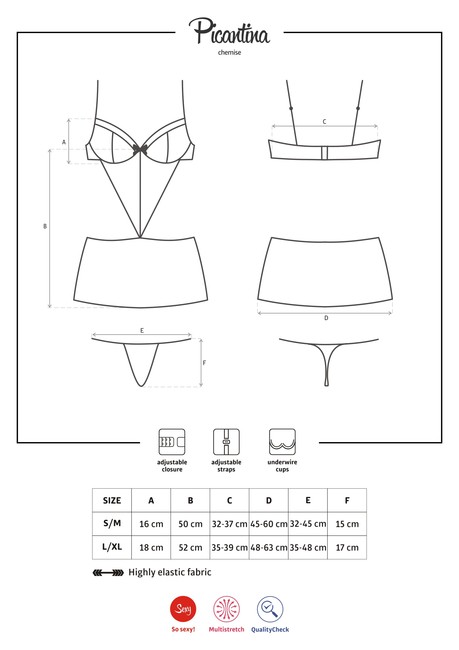 Полупрозрачное черное мини-платье с открытыми боками Picantina Chemise SM (42-44)