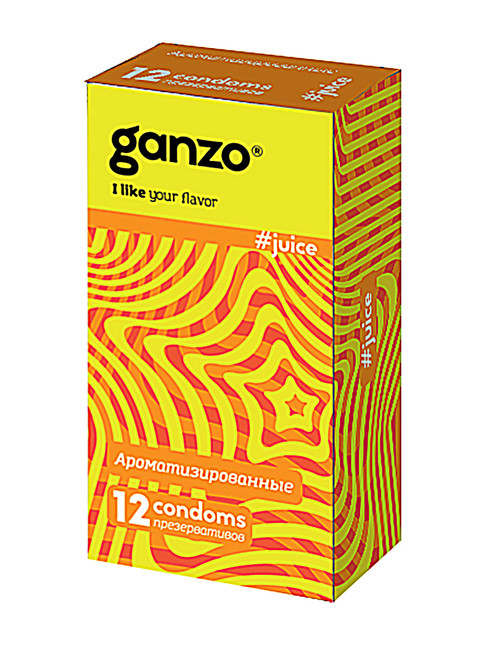 Презервативы GANZO JUICE No12 Ароматизированные (клубника, банан, и тутти фрутти), 12 шт.