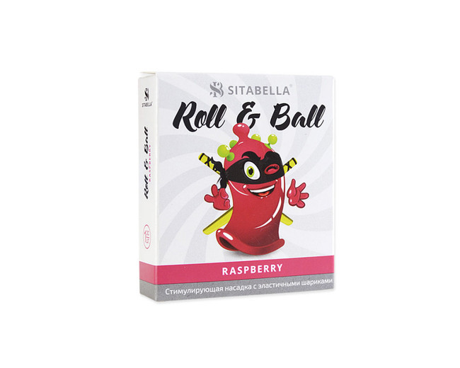 Стимулирующий презерватив с шариками Roll & Ball с ароматом малины (1 шт)