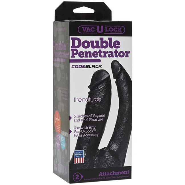 Черная насадка для страпон-трусиков Double Penetrator