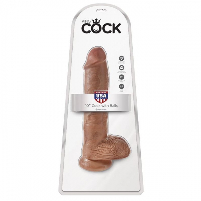 Фаллоимитатор-гигант загорелый King Cock 10 Cock with Balls