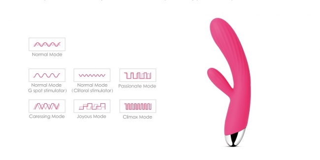 Angel Сливовый Вибростимулятор с ребристым стволом, клиторальным отростком и функцией нагрева	/ Без коробки /