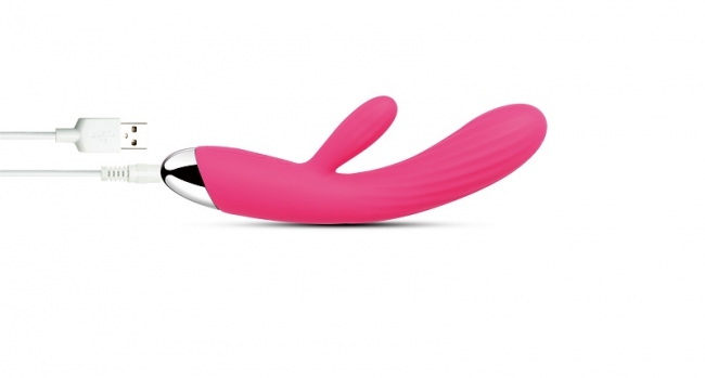 Angel Сливовый Вибростимулятор с ребристым стволом, клиторальным отростком и функцией нагрева	/ Без коробки /