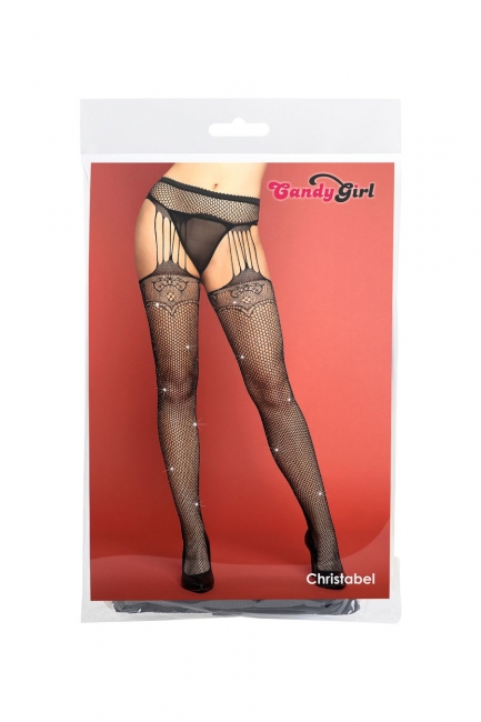 Чулки с поясом и стринги Candy Girl Christabel