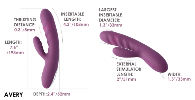 Avery Возвратно-поступательный вибратор со стимулятором клитора, сиреневый/ Без коробки /