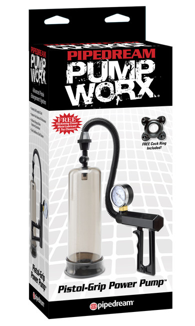 Большая вакуумная помпа с эрекционным кольцом Pistol-Grip Power Pump