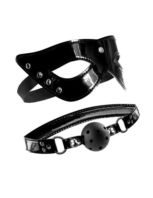 Лакированный комплект Masquerade Mask & Ball Gag