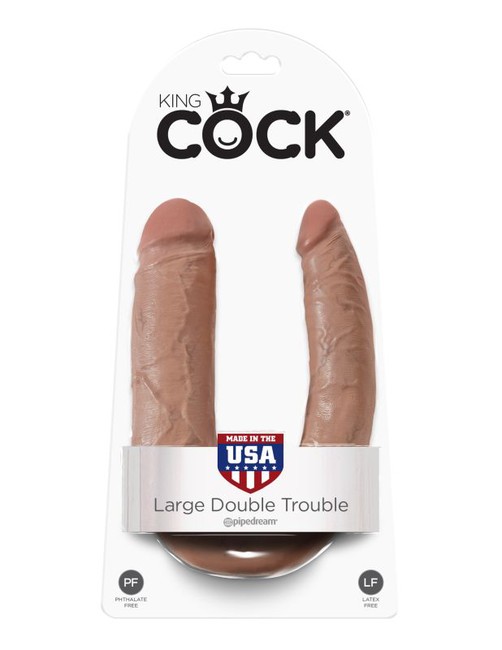 Фаллоимитатор двухголовый большой загорелый King Cock U-Shaped Large Double Trouble