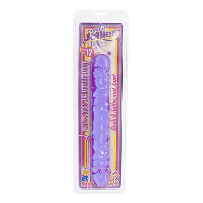 Фаллоимитатор двухголовый 12 фиолетовый Crystal Jellies 12 Jr. Double Dong - Purple