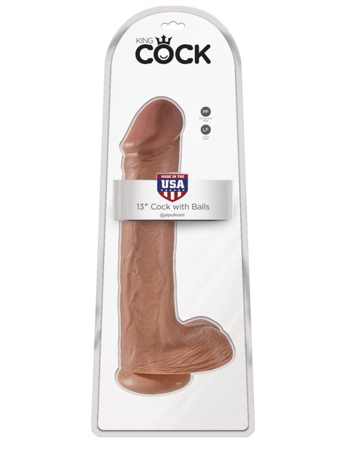 Фаллоимитатор-гигант на присоске загорелый King Cock 13 Cock with Balls