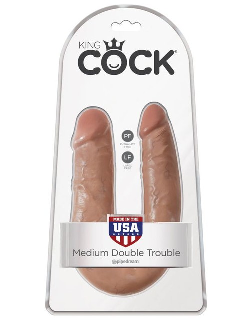 Фаллоимитатор двухголовый загорелый King Cock U-Shaped Medium Double Trouble