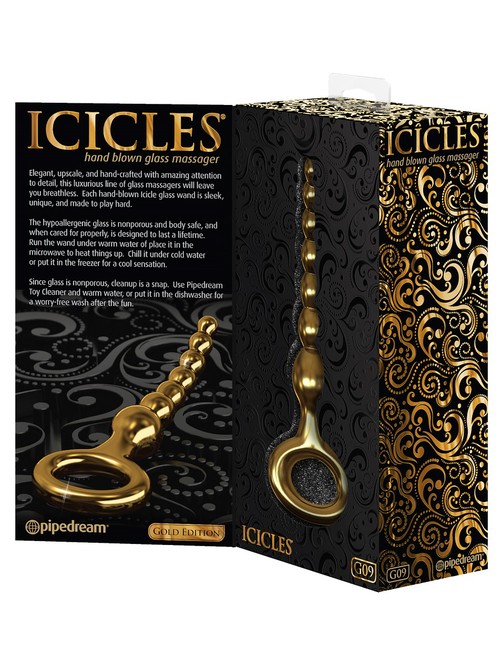 Анальный фаллоимитатор елочка Icicles Gold Edition G-Spot и P-Spot G09 золотой