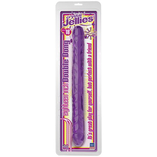 Двусторонний дилдо фиолетовый Crystal Jellies 18 Double Dong - Purple