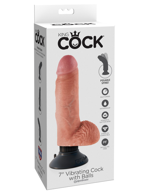 Гнущийся реалистичный вибратор на присоске 7'' Vibrating Cock with Balls