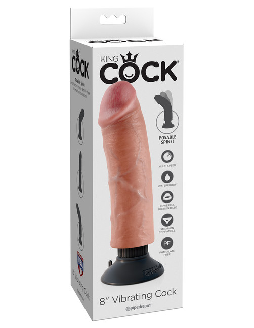 Гнущийся реалистичный вибратор на присоске 8'' Vibrating Cock with Balls