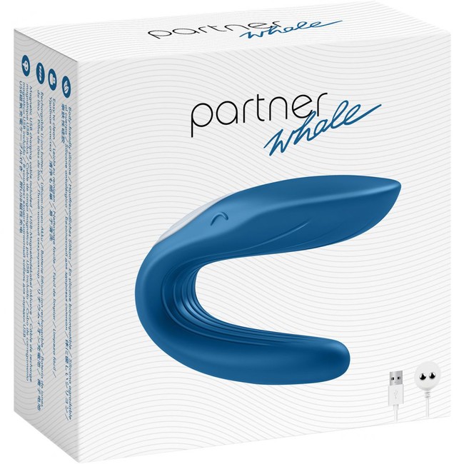 Массажер для пар Satisfyer Partner Whale (10 режимов, голубой )