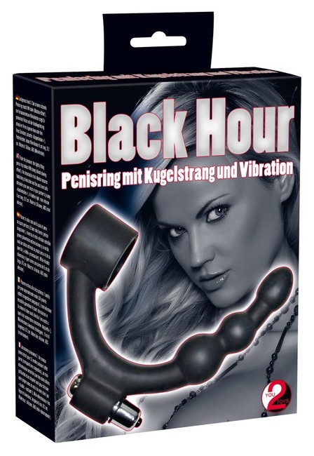 Кольцо на пенис с вибрацией и анальным стимулятором Black Hour