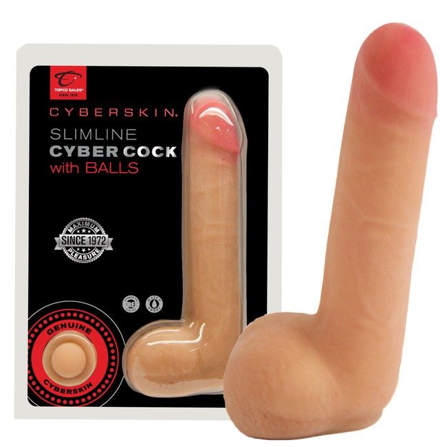 Фаллоимитатор реалистик с мошонкой CyberSkin SlimLine CyberCock with Balls