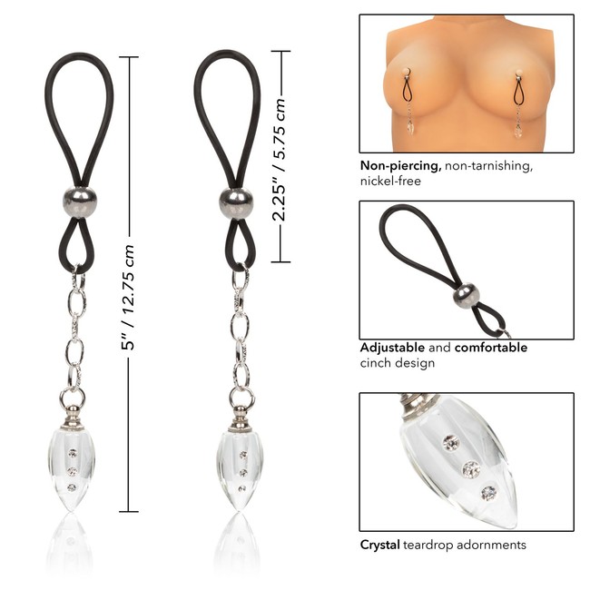 Регулируемые зажимы на соски Nipple Jewelry Crystal Teardrop