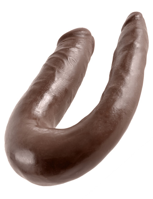 Двусторонний коричневый дилдо King Cock U-Shaped Small Double Trouble Brown