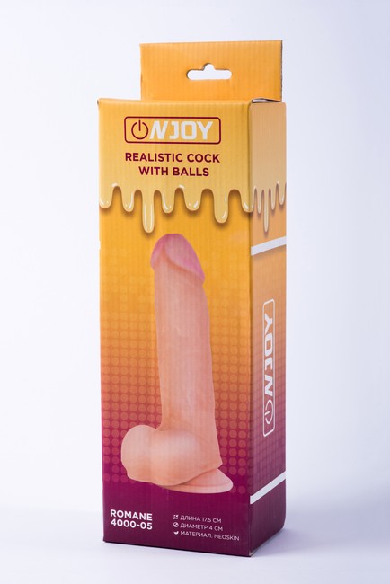 Реалистичный фаллоимитатор на присоске с мошонкой из кибер-кожи Onjoy Realistic Cock With Balls Romane