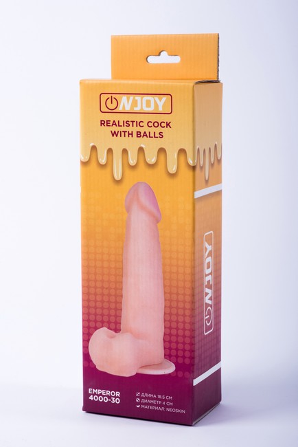 Реалистичный фаллоимитатор на присоске с мошонкой из кибер-кожи Onjoy Realistic Cock With Balls Emperor