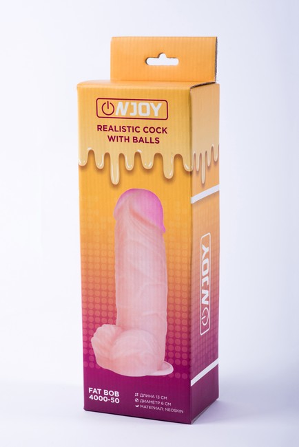 Реалистичный фаллоимитатор на присоске с мошонкой из кибер-кожи Onjoy Realistic Cock With Balls Fat Bob