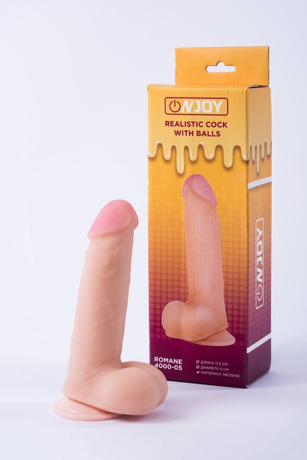 Реалистичный фаллоимитатор на присоске с мошонкой из кибер-кожи Onjoy Realistic Cock With Balls Romane