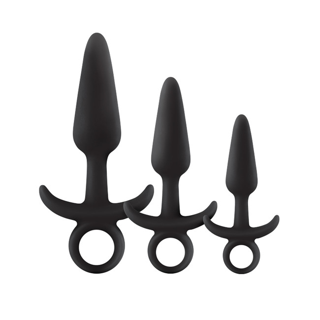 Набор черных анальных пробок с держателем Renegade Men's Tool Kit Black (черный)