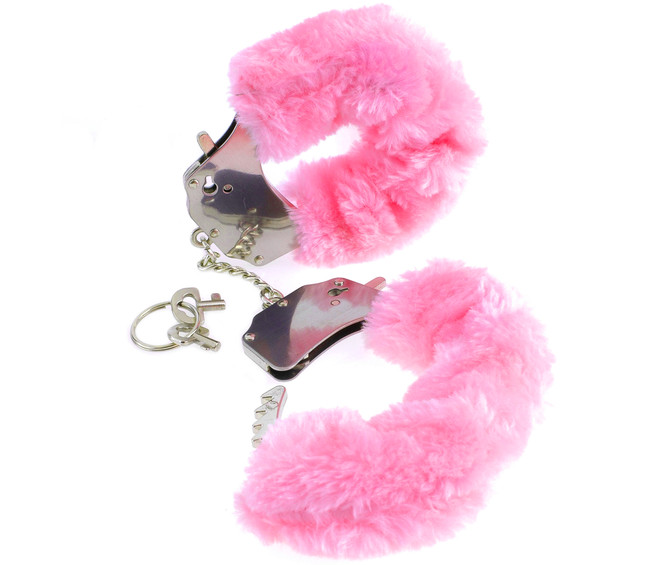 Меховые наручники из металла Original Furry Cuffs Pink