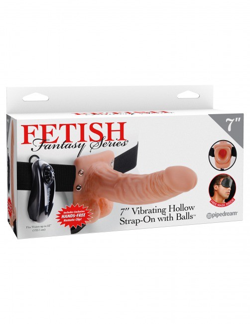 Фаллопротез с вибрацией 7'' Vibrating Hollow Strap-On with Balls